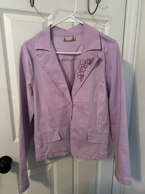 Vintage 90s Lunachix Fitted Jacket Blazer Womens L Purple Violet Floral Sequins